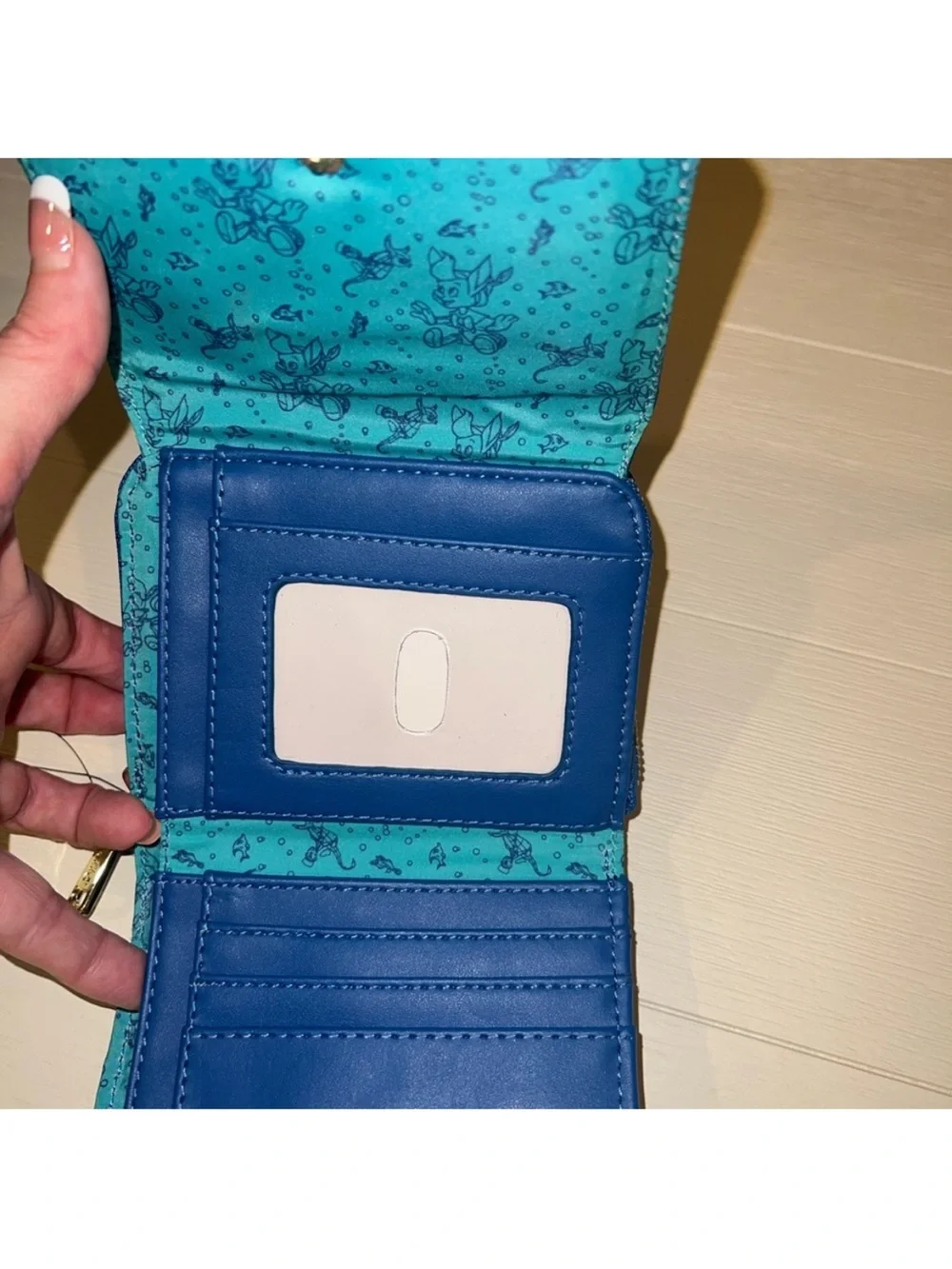 Loungefly NWT Pinocchio Coral Zip Wallet with Bright Coral Accents - Picture 3 of 6